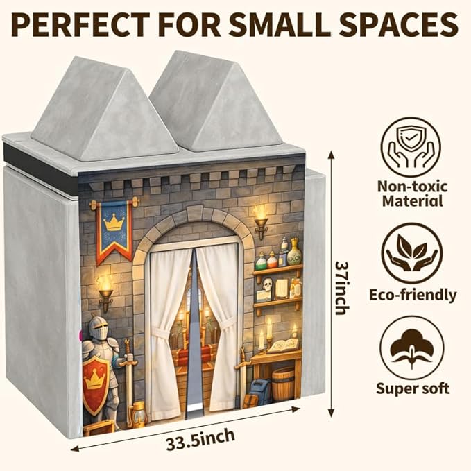 Foam Play Couch Panels - Medieval Castle Theme,Soft Sofa Accessories,Modular Play Panels,Knight Armor and Throne Design,33.5x37 Inches