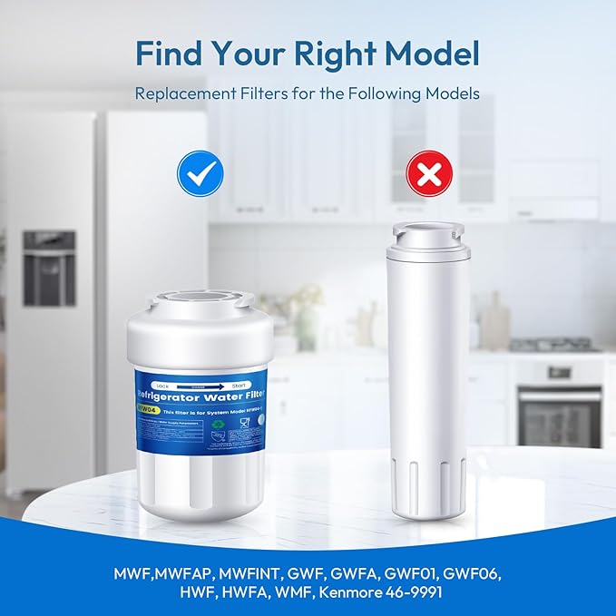 Water Filter Replacement for GE® MWF®, SmartWater® MWFP, MWFINT, MWFA, GWF, HDX FMG-1, 9991, GSE25GSHECSS, WFC1201, GSE25GSHECSS, WFC1201 Water Filter, 3 Pack