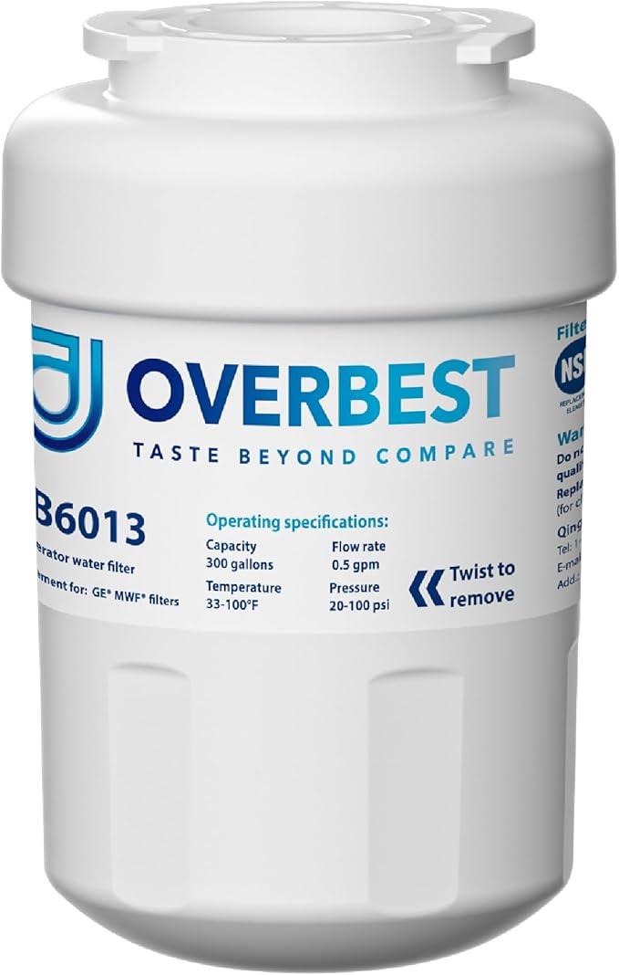 Overbest OB6013 Replacement for GE® MWF®, SmartWater® MWFP, MWFA, GWF, MWFAP, HDX FMG-1, WFC1201, HWF, GSE25GSHECSS, 9991, RWF1060, 197D6321P006