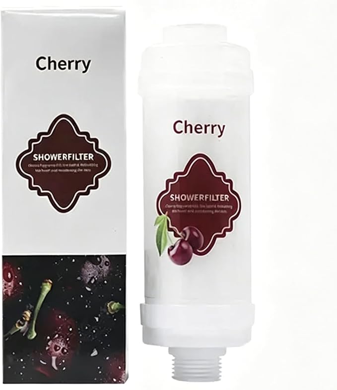 Vitamin C Shower Filter Shower Aromatherapy Bathroom Accessories for Hard Water Filter Remove Chlorine Fluoride Heavy Metals Improves Skin Condition Protects Hair Cherry Scent