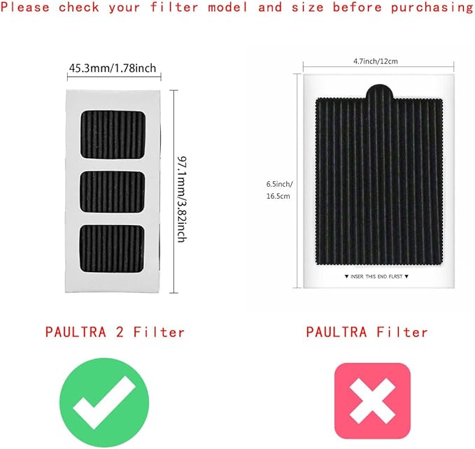 Paultra2 Refrigerator Air Filter Replacement for Frigidaire, Pureair Ultra 2, Pure Air Ultra 2, Pureair Ultra ll, for Electrolux 242047805, 5303918847, EAP12364179 (6 Pack)