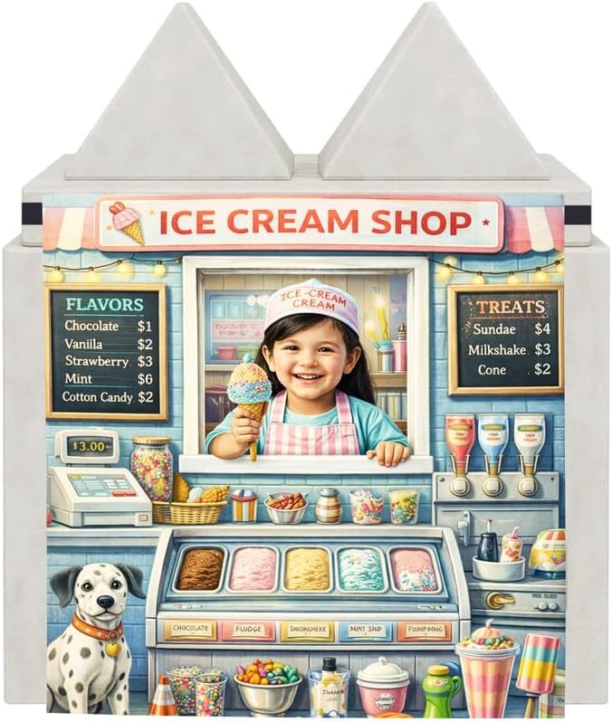 Foam Play Couch Panels - Ice Cream Shop Theme,Soft Sofa Accessories,Modular Play Panels,33.5x37 Inches