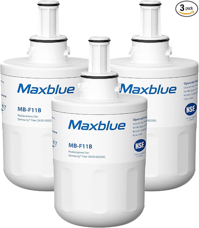 Maxblue DA29-00003G Refrigerator Water Filter, Replacement for Samsung® DA29-00003G, DA29-00003B, Aqua-Pure Plus, RFG237AARS, DA29-00003F, HAFCU1, RFG297AARS, WFC2201, 3 Filters