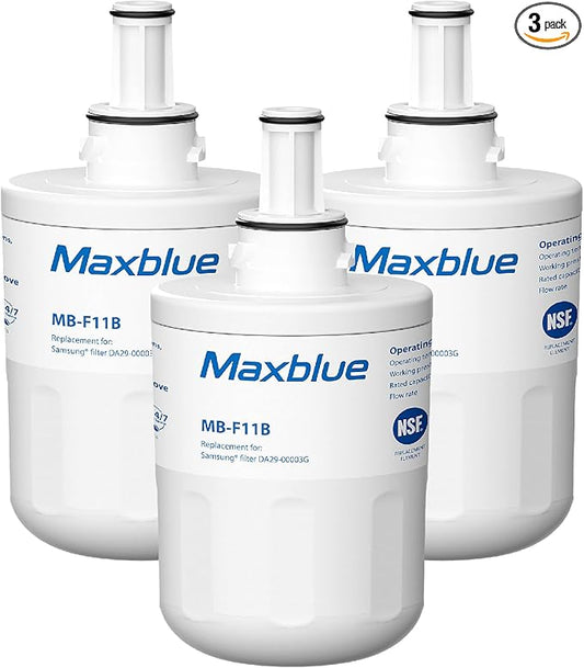 Maxblue DA29-00003G Refrigerator Water Filter, Replacement for Samsung® DA29-00003G, DA29-00003B, Aqua-Pure Plus, RFG237AARS, DA29-00003F, HAFCU1, RFG297AARS, WFC2201, 3 Filters
