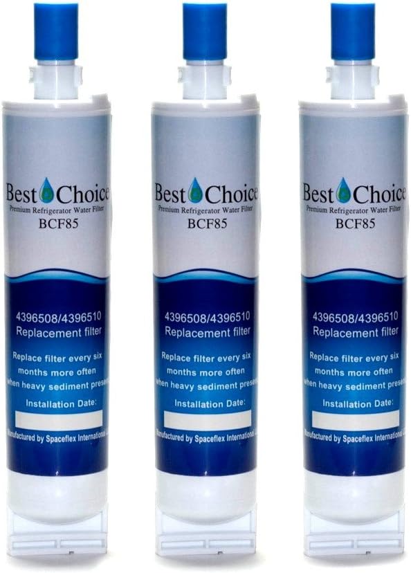 Best Choice Water Filters BCF85 Replacement Refrigerator Water Filter for Whirlpool 4396508 and 4396510, 3 Pack