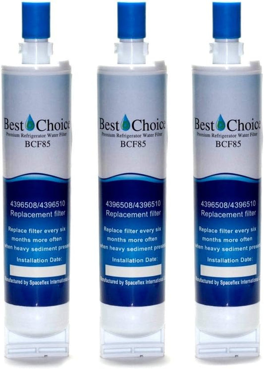 Best Choice Water Filters BCF85 Replacement Refrigerator Water Filter for Whirlpool 4396508 and 4396510, 3 Pack