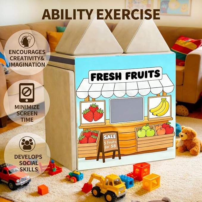 Play Couch Panels – Fresh Fruits Foam Modular Sofa Panels with Adjustable， Soft Couch Accessories for Creative Arrangements， 33.5×37in