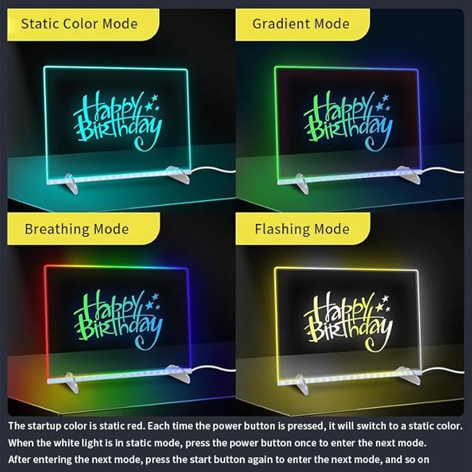 Lumiboard Led Drawing Board, LED Color Light Note Board, 13.7" x 10", 4 Modes, Includes Adapter, Acrylic Stand, Seven Colored Pencils, and Spray Bottle, 7 Colors Acrylic Dry Erase Boards with Light