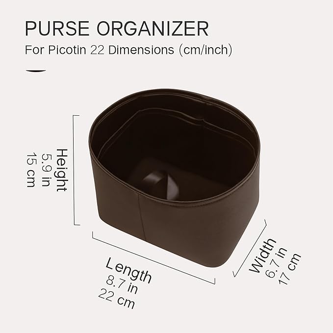 Silky Bag Insert Fit for Hermes Picotin 18/22, Silky Purse Organizer, Lightweight and Silk Touch (Fits PC22, Ebene)