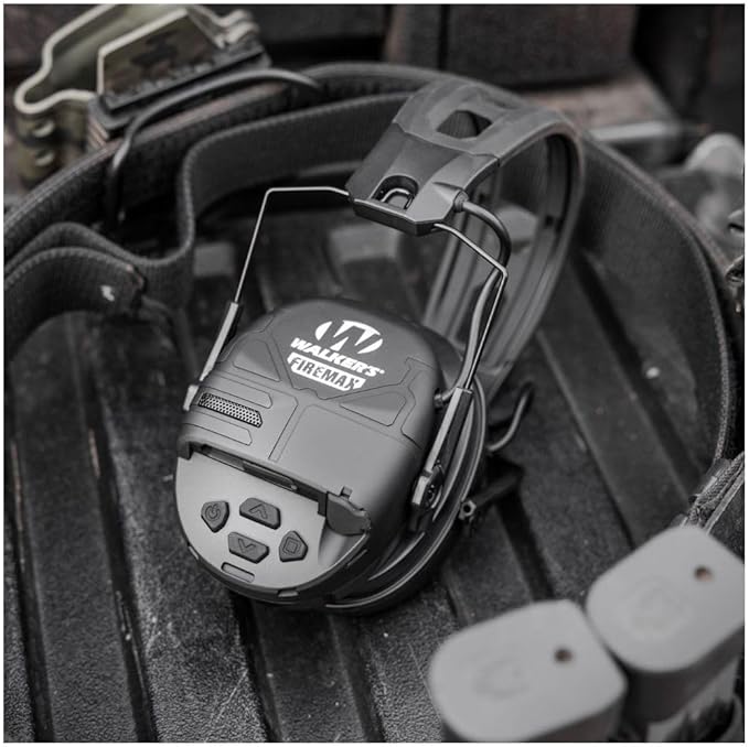Walker's Rechargeable Lightweight Shooting Hunting Range Electronic Slim Low Profile Hearing Protection FireMax Earmuffs