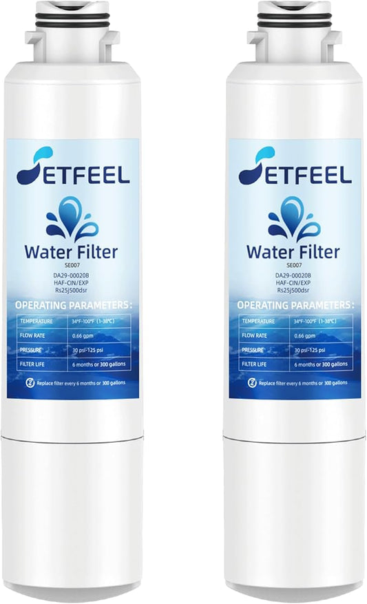 HAF-CIN/EXP Water Filter for Samsung, Haf-cin Refrigerator Water Filter Replacement for Samsung DA29-00020B, Rs25h5111sr, Rf263beaesr, Rf260beaesr, Rf4287hars, Rf28hfedbsr, 2 Pack SETFEEL