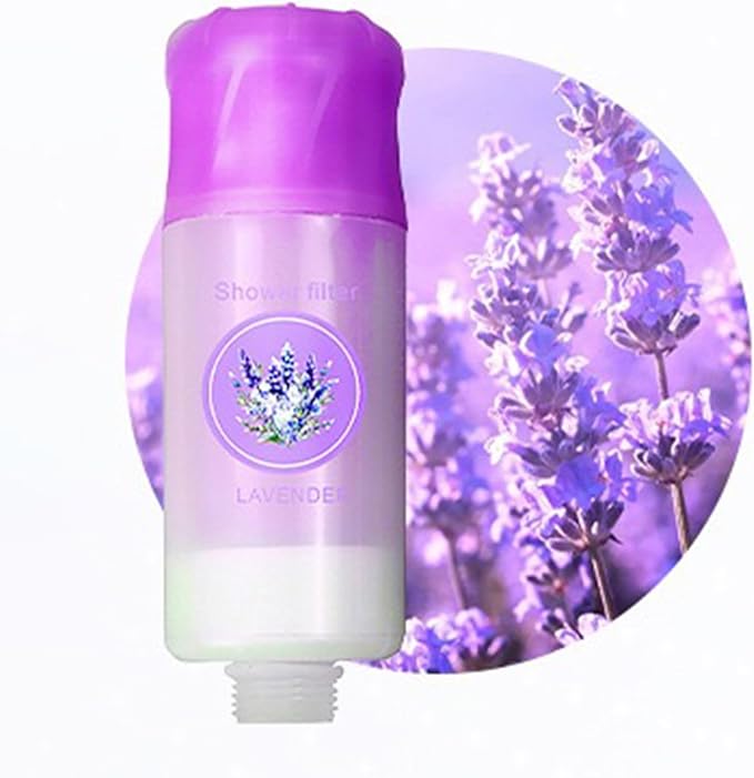 Vitamin C Shower Head Filter for Hard Water Filter Shower Aromatherapy Replacement Cartridge Bathroom Accessories Remove Chlorine Fluoride Heavy Metals Improves Skin Condition Protects Hair Lavender