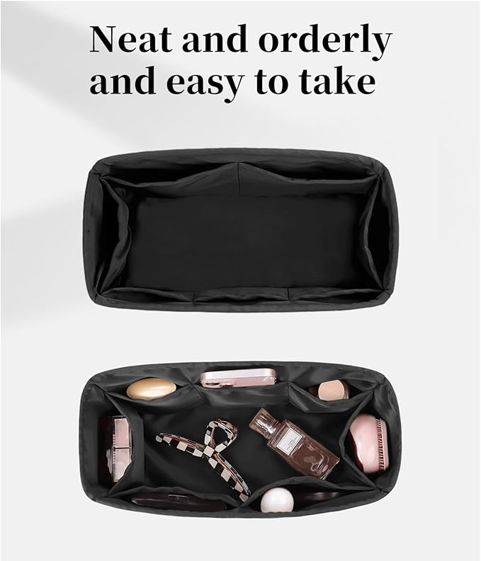 Organizer Insert for Hermes Bags, Luxury Bags Storage with Silk, Lightweight Inner Bag Compatible with Lindy 26 Bags, Multiple Pockets Large Capacity (Black, Lindy26)
