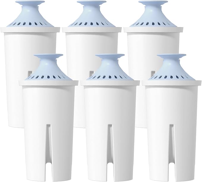 Overbest 7006-AL Alkaline Water Filter, Replacement for Brita® Filter, Brita® Pitchers and Dispensers, Classic 35557, OB03, Mavea® 107007, and Amazon Basics® 10-Cup Pitcher, 6 Pack
