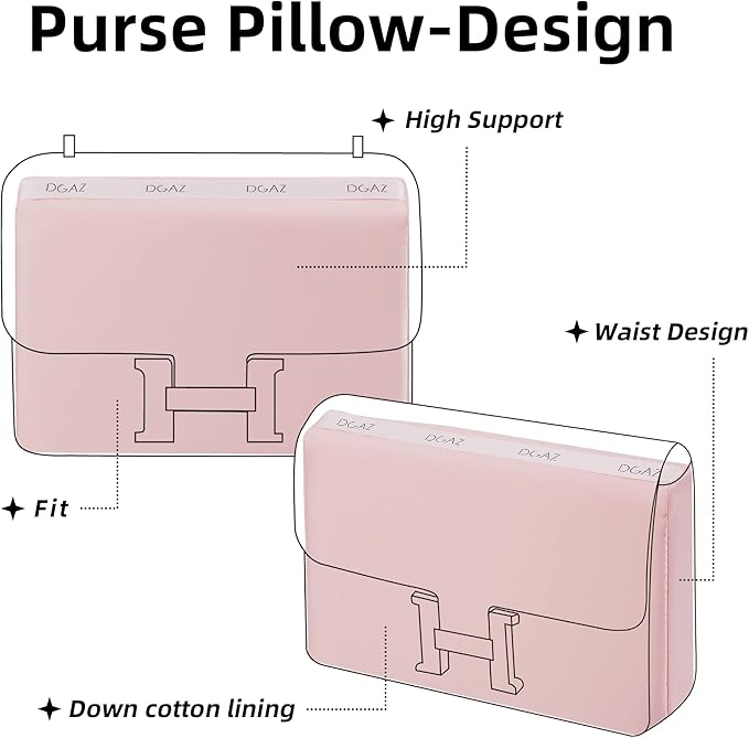 DGAZ Purse Pillow Shaper Insert for Hermes Constance 19/New19/24/New24 Bags, Silky Pillow Shaper for Luxury Handbags(Pink,newC24)