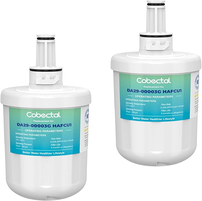 Cobectal DA29-00003G Water Filter Compatible with samsung DA29-00003B, DA29-00003A, Aqua-Pure Plus, HAFCU1, RFG237AARS, FMS-1, RS22HDHPNSR, RSG257AARS,2 Filters