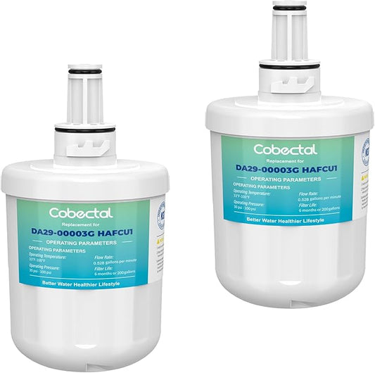 Cobectal DA29-00003G Water Filter Compatible with samsung DA29-00003B, DA29-00003A, Aqua-Pure Plus, HAFCU1, RFG237AARS, FMS-1, RS22HDHPNSR, RSG257AARS,2 Filters