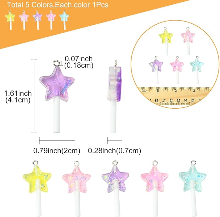 5-10Pcs Luminous Translucent Resin Charms Pendants for Jewelry Making, Round Dinosaur Heart Star lollipop Shape Glow in the Dark Charms for Bracelets Necklaces Earrings Keychains Crafting