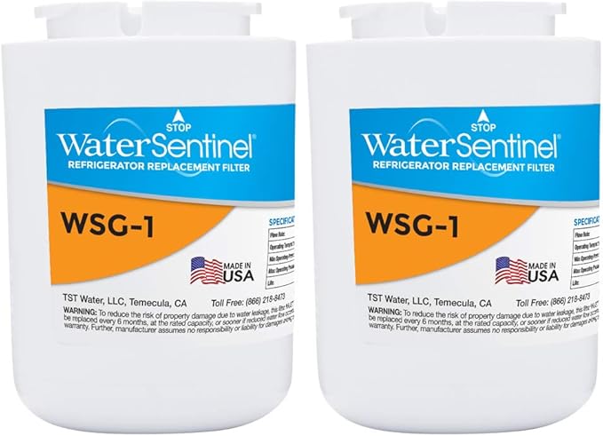 WaterSentinel WSG-1 Made in USA Refrigerator Replacement Filter: Fits GE MWF Filters…… (2-Pack)