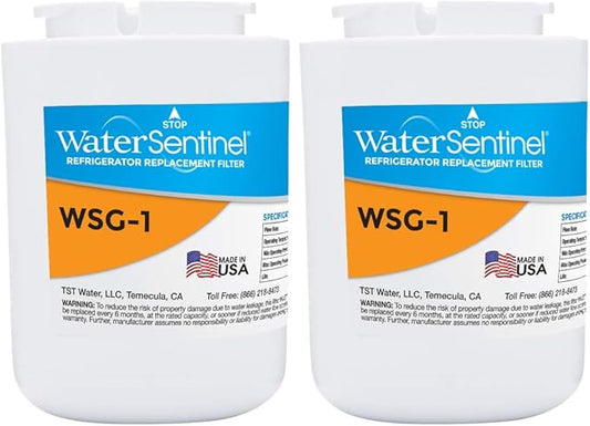 WaterSentinel WSG-1 Made in USA Refrigerator Replacement Filter: Fits GE MWF Filters…… (2-Pack)