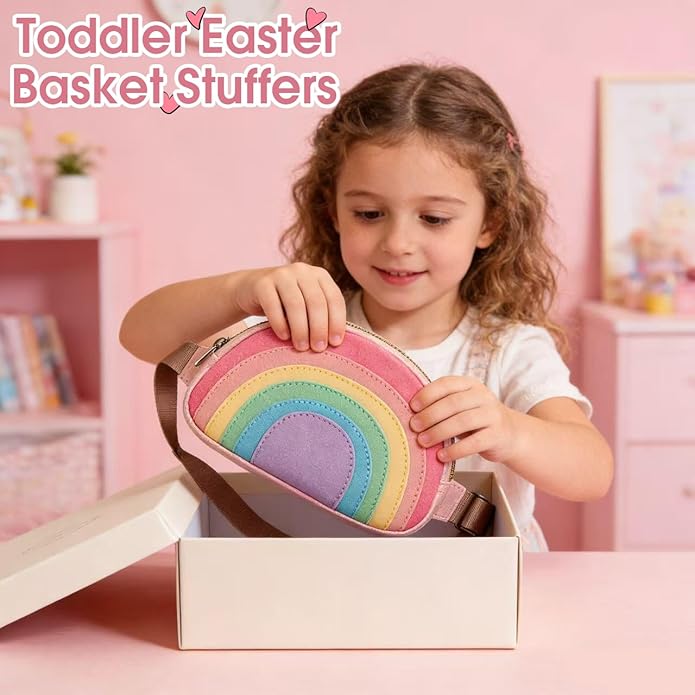 Toddler Purse Easter Basket Stuffers Gifts for Kids: 2 3 4 5 6 7 8 Year Old Girl Birthday Gift, Rainbow Crossbody Bag