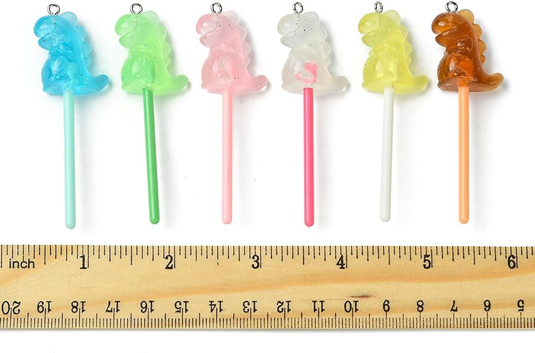 5-10Pcs Luminous Translucent Resin Charms Pendants for Jewelry Making, Round Dinosaur Heart Star lollipop Shape Glow in the Dark Charms for Bracelets Necklaces Earrings Keychains Crafting
