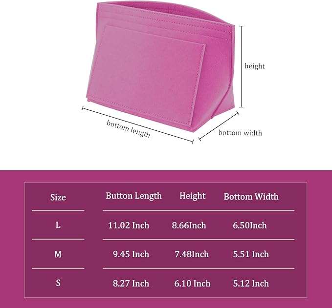 Chispee Felt Purse Organizer Insert Luxury Handbag Organizers for Longchamp Organizer Insert Divider Pocket & Zipper Inner Bag Liner fit Medium, Rose Pink