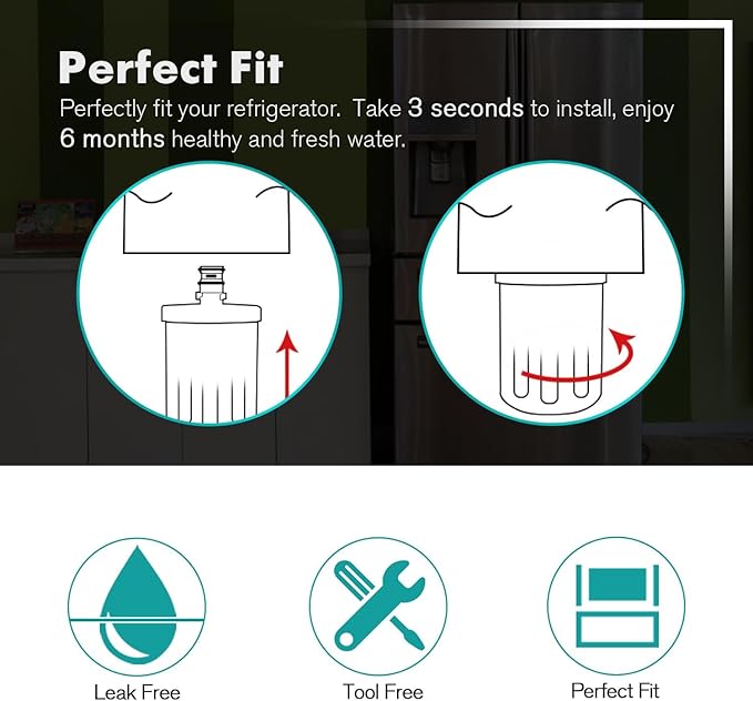 ICEPURE PLUS NSF53&42 Premium 5231JA2002A Refrigerator Water Filter Replacement for LG LT500P, ADQ72910911, ADQ72910901 ADQ72910907, GEN11042FR-08, Kenmore 9890, 469890, LFX25973D, LFX25974ST, 4PACK