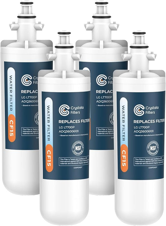 Crystala Filters LT700P Refrigerator Water Filter Replacement LG LT700P, Kenmore 469690, ADQ36006101,9690, ADQ36006102, LFX31925ST, LFX31945ST (4 Pack)