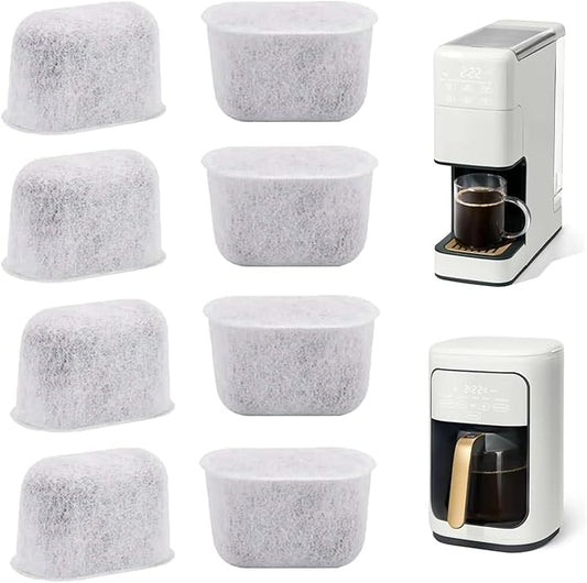 8PCS Replacement Charcoal Water Filters Pods Fit for Drew Barrymore & Cuisinart Coffee Machines – Improves Coffee Flavor, Easy to Install