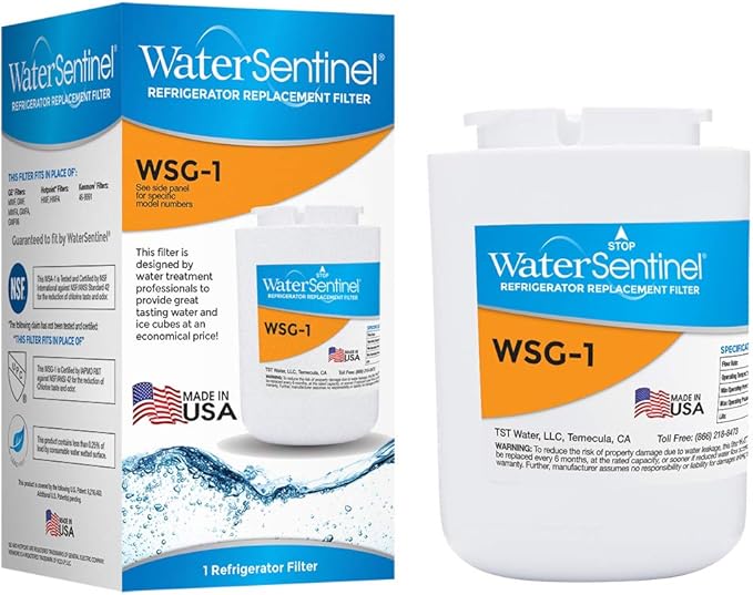 WaterSentinel WSG-1 Made in USA Refrigerator Replacement Filter: Fits GE MWF Filters…… (2-Pack)