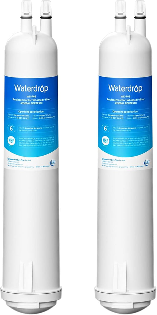 Waterdrop WD-F08 Replacement for 4396841, Everydrop® Filter 3, EDR3RXD1, 4396710, Kenmore® 46-9083, 46-9030, Refrigerator Water Filter, 2 Filters