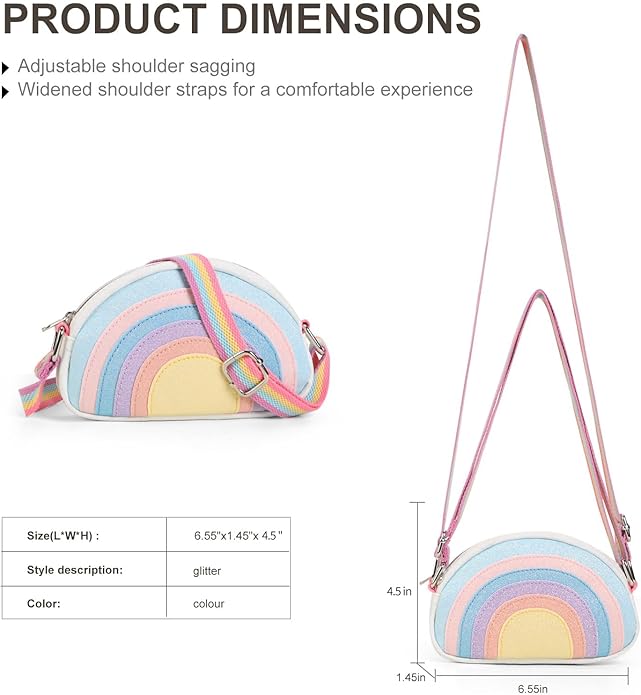 Toddler Purse Easter Basket Stuffers Gifts for Kids: 2 3 4 5 6 7 8 Year Old Girl Birthday Gift, Rainbow Crossbody Bag