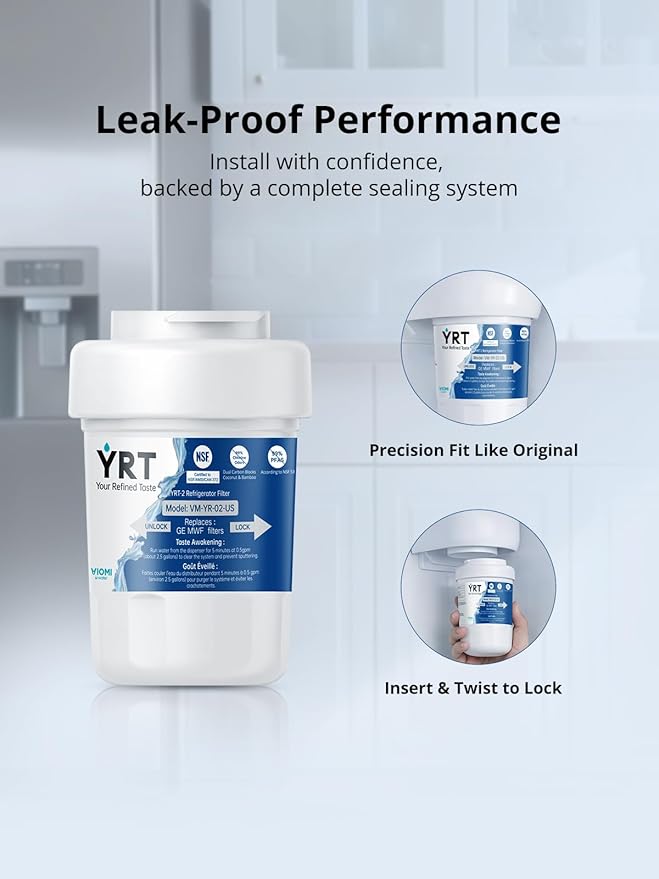 YRT MWF Replacement for SmartWater MWFP, MWFA, GWF, GWF01, GWF06, GWFA, HWF, FMG, Kenmore 9991, Ice & Water Filter Replacement, NSF/ANSI 372&53&42 Certified, Refrigerator Water Filter (Pack of 3)