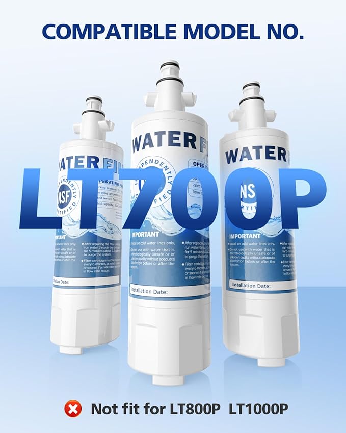 ADQ36006101 Water Filter Compatible With LG LT700P LT700PC Kenmore 9690, ADQ36006102 RFC1200A 46-9690 LFXS30766S Water Filter Replacement LT120F Fresh Air Filter 300 Gallon, 3 Pack