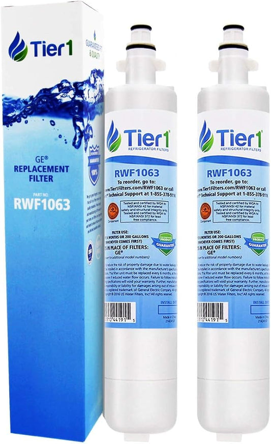 Tier1 RPWF Refrigerator Water Filter 2-pk | Replacement for GE RPWF (NOT RPWFE), WSG-4, MPF15350, DWF-36, R-3600, OPFG3-RF300, RWF3600A, WD-RPWF, WF277, Fridge Filter