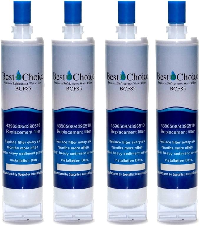 Best Choice Water Filter Replacement For Whirlpool 4396508, 4396510, EveryDrop EDR5RXD1 Filter 5, NL240V, WFL400, PUR W10186668 Certified Refrigerator Cartridge (4-Pack)