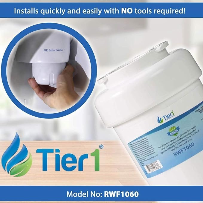 Tier1 Refrigerator Water Filter 2-pk | Replacement for GE SmartWater MWFP, MWFA, GWF, GWFA, HWF, Kenmore 9991, 46-9991, 469991, WSG-1, WFC1201, Fridge Filter
