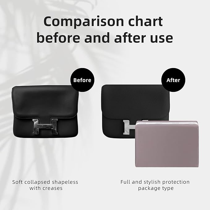 DGAZ Bag Pillow Shaper Insert for Luxury Handbags, Silky Pillow Shaper for Hermes Constance 19/New19/24/New24 Bags（newC24,Konjac Purple）