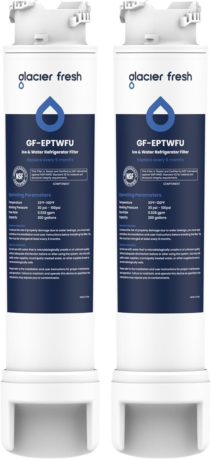 GLACIER FRESH GF-EPTWFU Water Filter Replacement, Compatible with EPTWFU01, EWF02, Pure Source Ultra II, Pure Source Ultra 2, 012505454226, 4562222, 807946701, 2 Pack