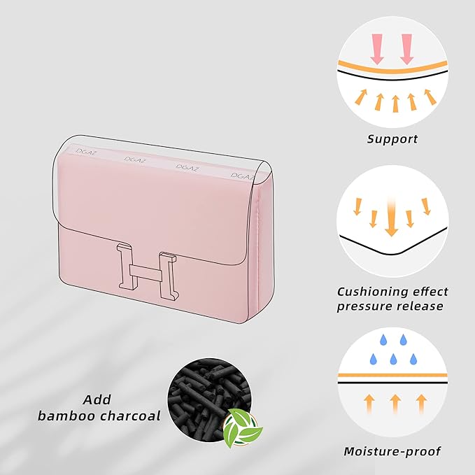 DGAZ Purse Pillow Shaper Insert for Hermes Constance 19/New19/24/New24 Bags, Silky Pillow Shaper for Luxury Handbags(Pink,newC19)