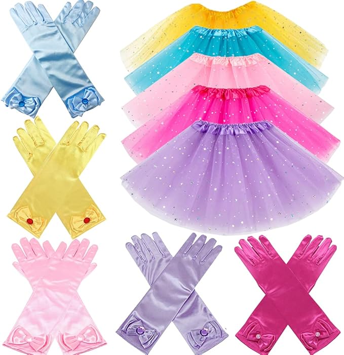 10Pcs Princess Dress up Tutu Crown Accessories Tiara Ballet Tutu Skirt for Girls Costume Party Favors