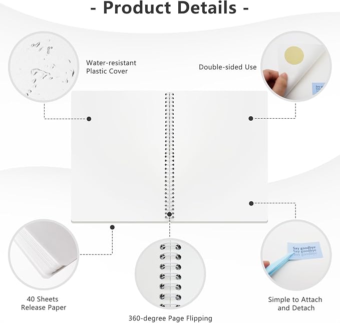 Large Reusable Sticker Book Collecting Album 8.5×11 Inch Sticker Collection Storage Book with 40 Sheets Blank Release Paper, Restickable Stickers Organizer Notebook with Tools (Clear)