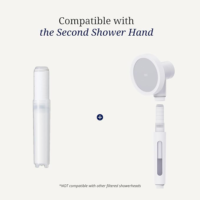 SecondShower Clinically Proven Filter for Skin Health, Removes 99% of Chlorine & Chloramine, NSF Certified Filtration for Hard Water, Eco Friendly Natural Vitamin C Shower Filter (3 Pack)