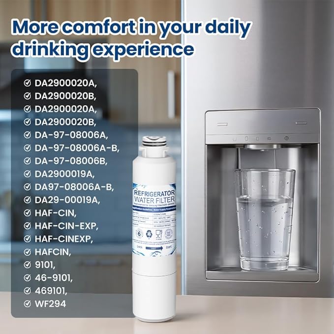 DA29-00020B Water Filter, Replacement for Water Filter DA29-00020B, HAF-CIN, RS25J500DSR, RF28HMEDBSR, HAF-CIN/EXP, RF4287HARS, RF28HFEDBSR(3 Filters)