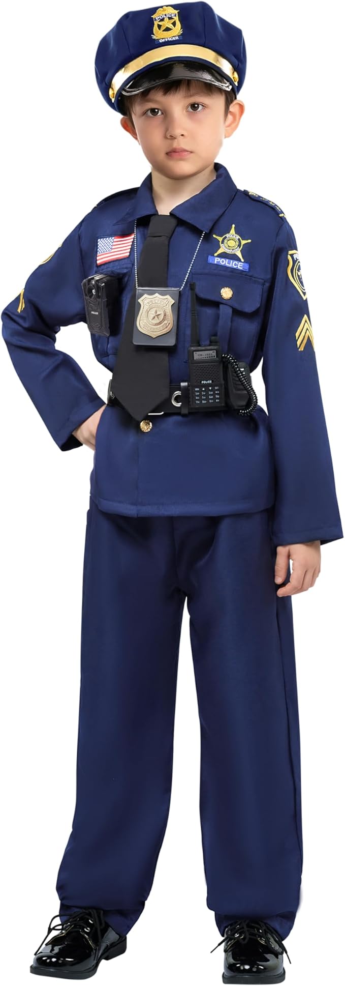 Spooktacular Creations 14PCS Halloween Police Costume for Kids, Police Officer Costume for Boys, Toddler RolePlay Party