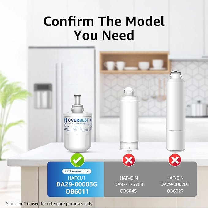 Overbest DA29-00003G Refrigerator Water Filter, Replacement for Samsung® DA29-00003G, DA29-00003B, DA29-00003A, Aqua-Pure Plus, HAFCU1
