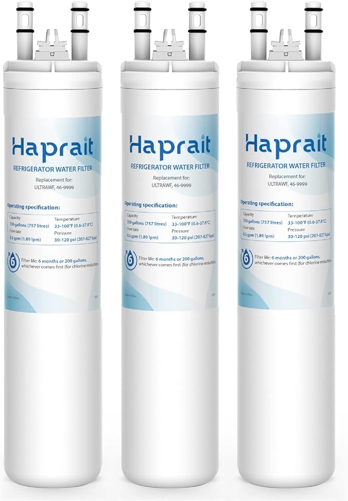 Haprait HP005 Replacement for Frigidaire ULTRAWF, Pure Source Ultra, Kenmore 9999, 469999, 46-9999, A0094E28261 Water and Ice, Height 11 inches, 3 Count