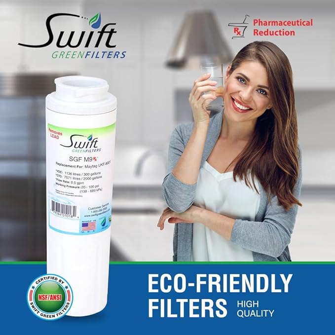 Swift Green Filters SGF-M9 Rx Compatible Refrigerator Water Filter for UKF8001, EFF-6007A, EDR4RXD1, Made in USA (6 Pack)