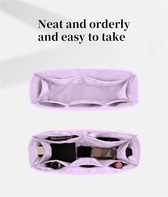 Classic Flap Bag Organizer Insert, Purse Organizer Insert Compatible with Chanel Classic Flap Mini, Lightweight Purse Divider with Pockets (Plum, CF Mini)
